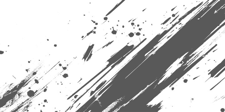 Abstract black and gray paint strokes slashing diagonally across a white background, grunge texture, high contrast, minimalistic monochrome texture design.	
