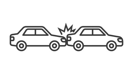 Obraz premium Simple line art illustration of two cars colliding head-on with a burst of energy depicted between them