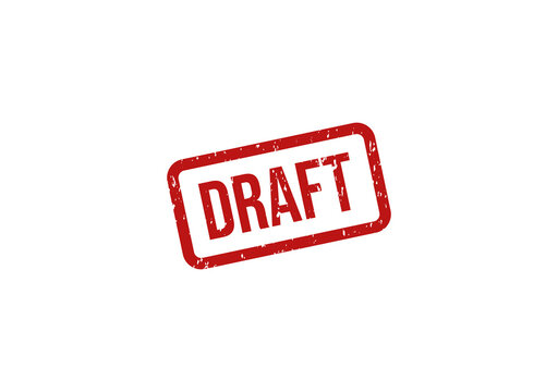 Red draft stamp with bold white text