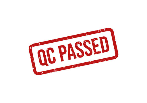 Red qc passed stamp on transparent background