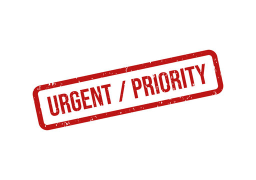 Red urgent priority stamp with bold text