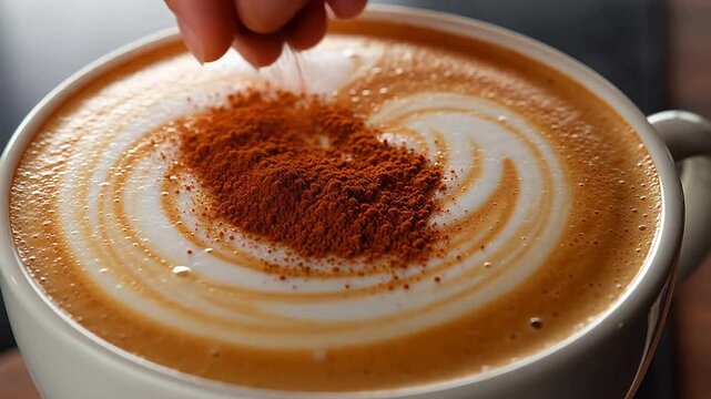 Cinnamon Dusting on Creamy Latte Foam