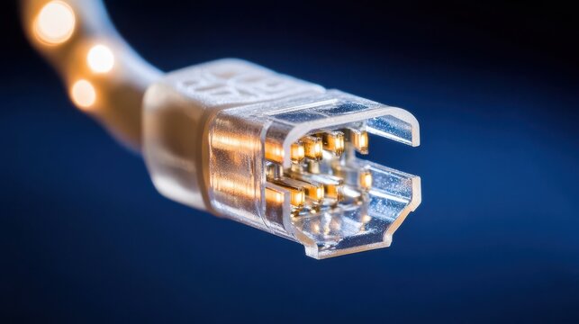 Close-up of a Clear Network Cable Connector