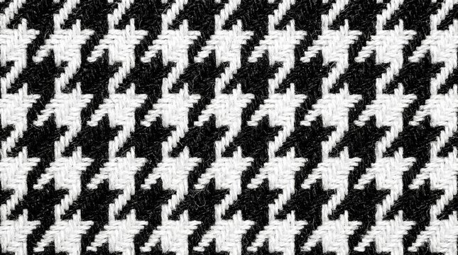 Classic houndstooth fabric weave seamless pattern background in crisp black and white