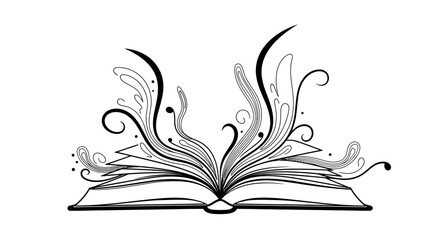 Open book with abstract swirling lines representing creativity © Ahmad