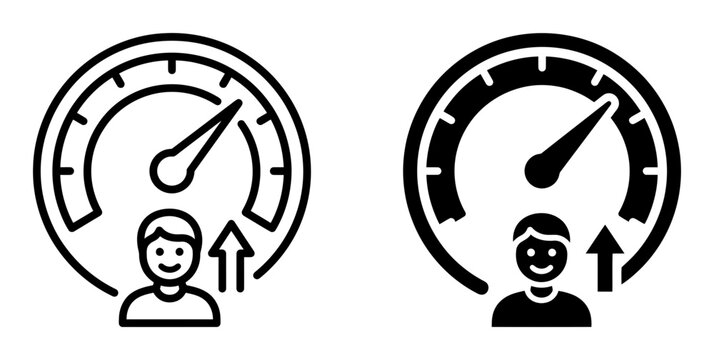 Speedometer icons, performance metrics, business growth, speed gauges