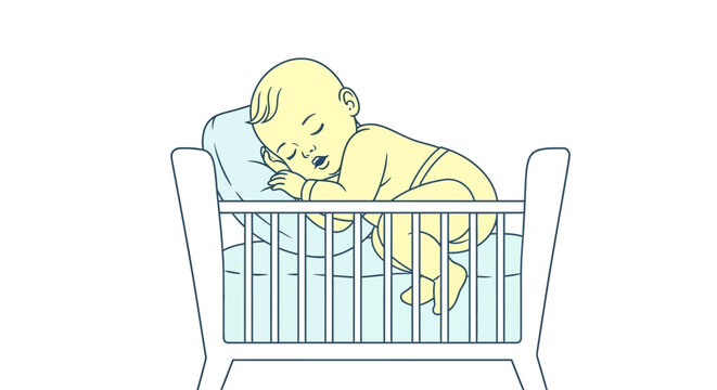 Newborn Baby Sleeping in Crib Safely.