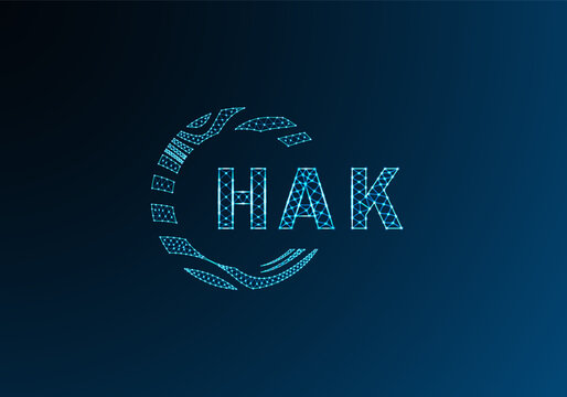 HAK low poly letter logo vector design. HAK lower poly logo design. HAK unique low poly logo design.