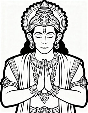 Ram Darbar Line Art Illustration &ndash; Lord Rama Family Hindu Devotional Artwork