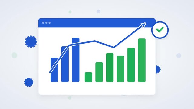 A dynamic video showing graphs charts and rising lines illustrating data driven insights