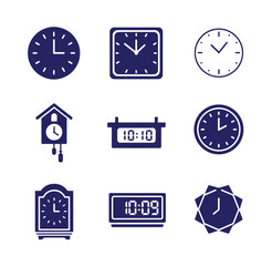 Fototapeta premium Collection of various clock icons representing time management and measuring with pendulum management measurement collection business schedule deadline interval duration accuracy precision