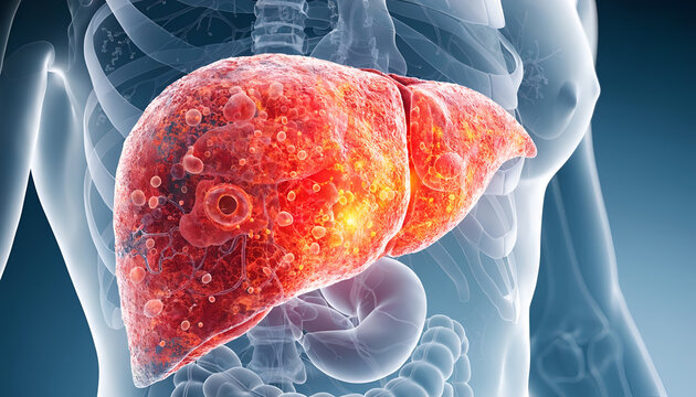 Fatty Liver Disease and Liver Damage Medical Illustration