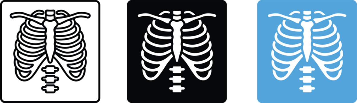Lung diagnosis scan vector illustration pack featuring line art and colors