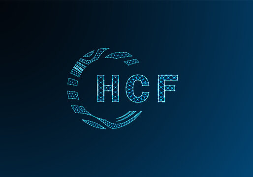 HCF low poly letter logo vector design. HCF lower poly logo design. HCF unique low poly logo design.