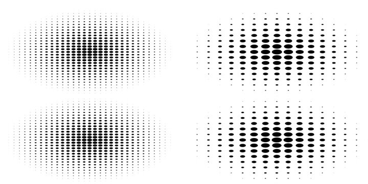 Halftone gradient. Dotted gradient, smooth dots spraying and halftones dot background seamless horizontal geometric pattern vector template set. unique dots modern circles