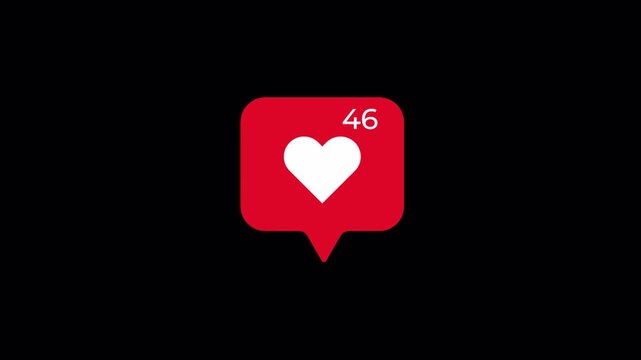Social Media Like Notification Counter Animation Rising to 99 Plus with Bounce Scale Effect, Transparent Background, 4K Motion Graphics