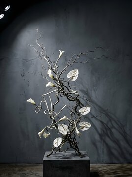 Avant-Garde Editorial Floral Installation: Sculptural White Calla Lilies and Anthuriums