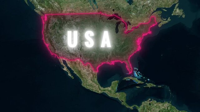3D Satellite Map Animation Zooming into Maine with State Flag Overlay and Augusta Capital Text Reveal