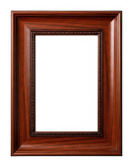 Fototapeta premium Elegant mahogany wooden picture frame with ornate beaded details and rich grain isolated transparent background image