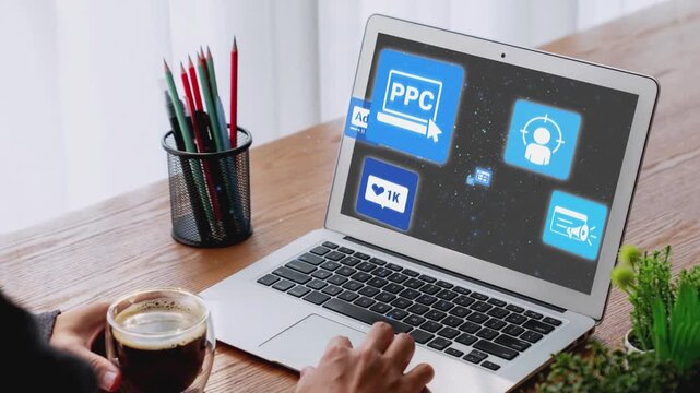 Concept of marketing online strategy using digital marketing, PPC campaigns, social media ads, and SEO analytics. Marketing online improves visibility, digital marketing drives engagement. Gist