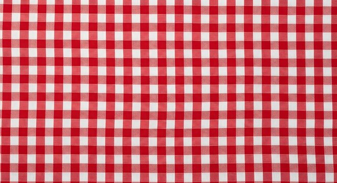 Vibrant red and white gingham fabric pattern