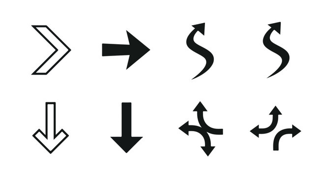 Directional arrow icon set for design: Clipart, sticker - icon set - Line and glyph solid icon and logo template 