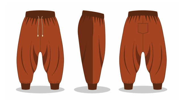 A set of three brown harem pants.