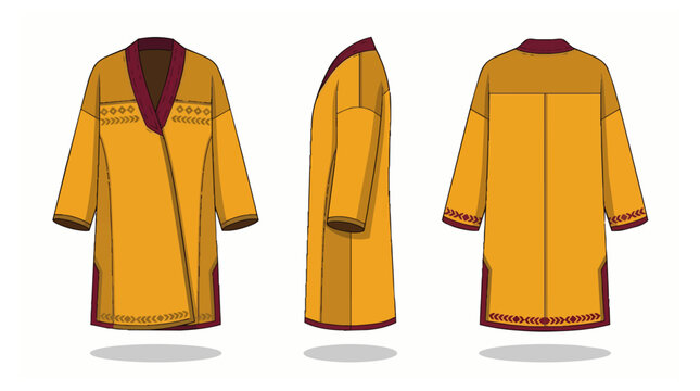 Yellow robe with red trim illustrations.