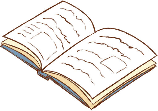 Open book with light blue cover blank pages reading illustration element