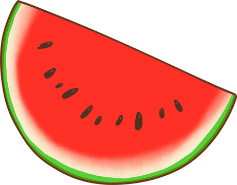 Fresh red watermelon slice piece summer fruit illustration element