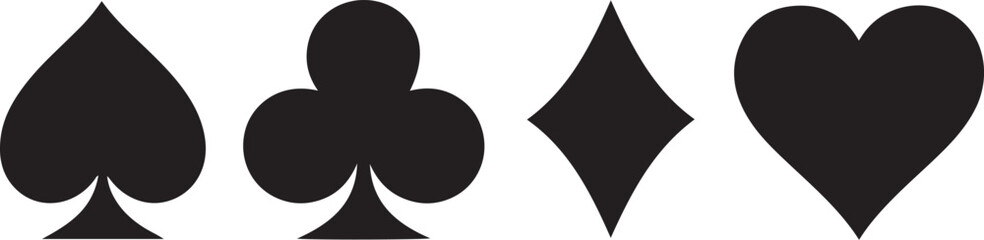 Obraz premium Black suits playing cards icon on white background. Royal suits playing cards icon. Playing card.