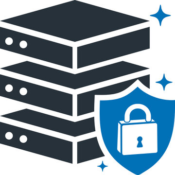 Secure Server icon concept in blue color