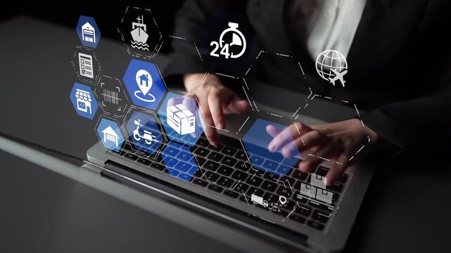 Goods delivery tracking icons show shipping, goods delivery routes, and loFunnelics monitoring. Goods delivery tracking ensures timely goods delivery, secure handling, and accurate tracking. Funnel