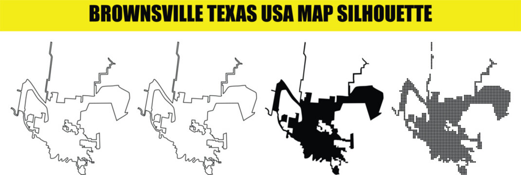 Brownsville texas usa map silhouette vector illustration isolated on transparent background for your graphic design needs.
