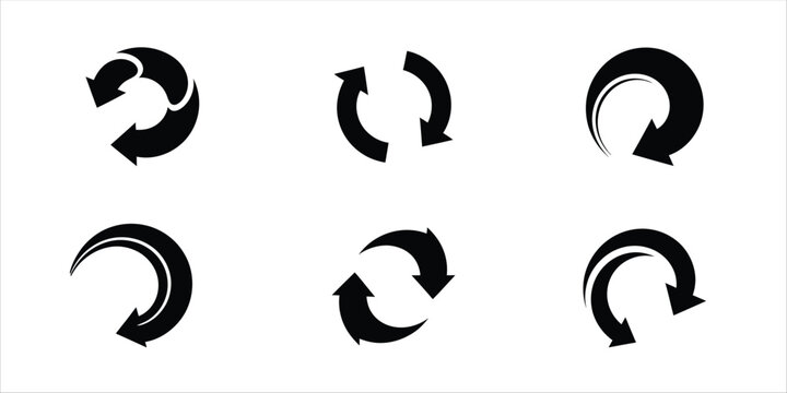 Selection of circular arrow icons for refreshing and processing web interface elements with circular rotation pointers