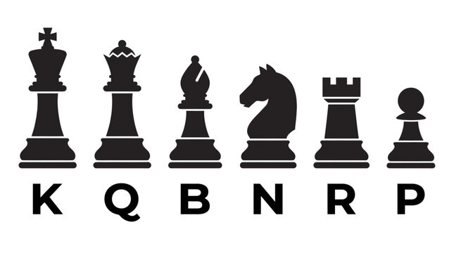 Classic chess piece silhouette vector collection featuring king, queen, bishop, knight, rook, and pawn designs for strategy, board game, and educational graphic projects.