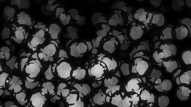 Floating graphic elements descending slowly forming layered cluster creating cinematic abstract motion with smooth drifting flow
