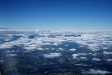 Fototapeta premium Hokkaido, sea of clouds and cloud layers, with mountain ridges, in august, scenic view