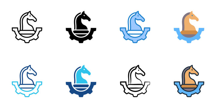Strategy icons set multiple style collection. Editable stroke 
