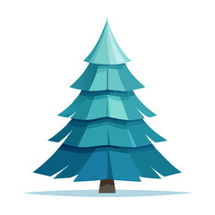 Obraz premium Symmetrical green pine tree game asset vector illustration for alpine forest landscape decoration and outdoor mountain nature park environment
