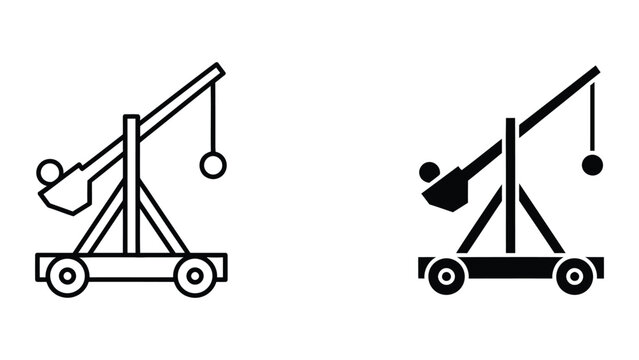 Medieval siege trebuchet launching projectiles