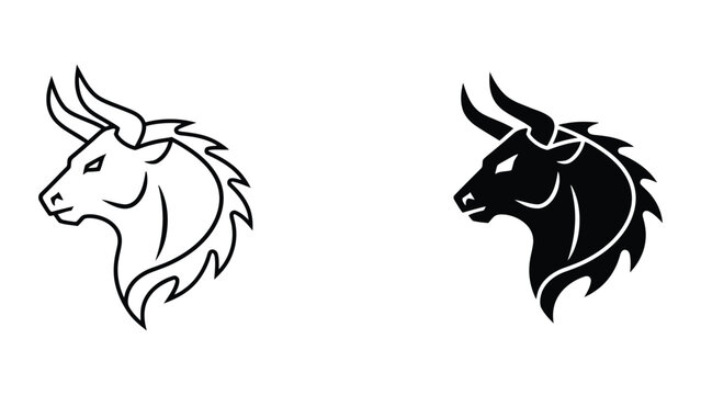 Black and white stylized bull head icons