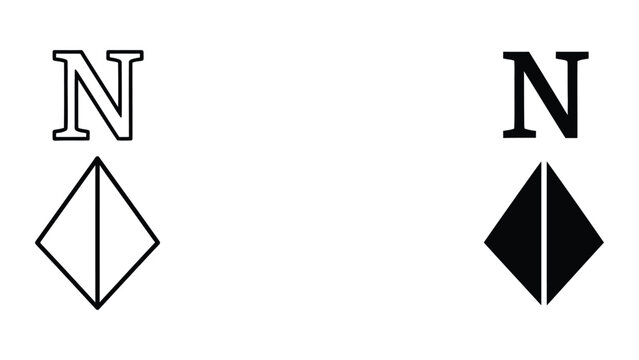 Nitrogen symbol with diamond crystal illustration
