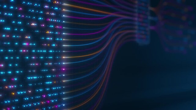 AI Infrastructure Data Flow Through Neural Network Visualization Animation