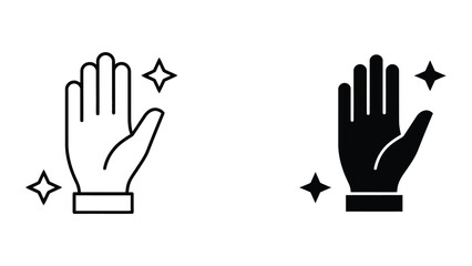 Fototapeta premium Stop hand gesture icon pair white and black