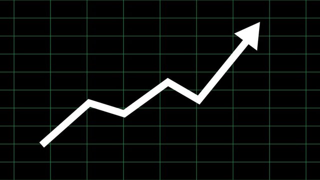 Development chart, finance, business, trend, White zigzag upward arrow line chart and marketing graphic projects metric, success growth trend analysis chart, infographic element, 4k video.