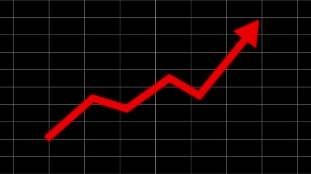 Development chart, finance, business, trend, red zigzag upward arrow line chart and marketing graphic projects metric, success growth trend analysis chart, infographic element, 4k video.