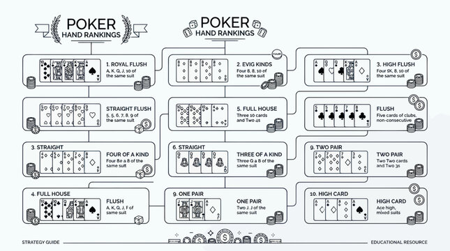 Poker Hand Rankings Chart: Visual Guide to Card Combinations and Winning Hands