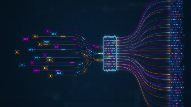 AI Infrastructure Data Flow Through Neural Network Visualization Animation