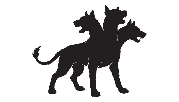 black and white silhouette set of cerberus very high quality vector illustration.